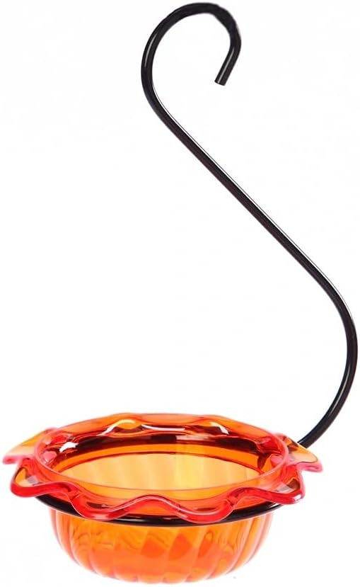 Birds Choice Flower-Shaped Oriole Feeder for Jelly & Oranges | 3oz, Orange | Removable Cup and Fruit Pegs with Heart Ornament, Sturdy for Garden and Backyard, Orange Finish