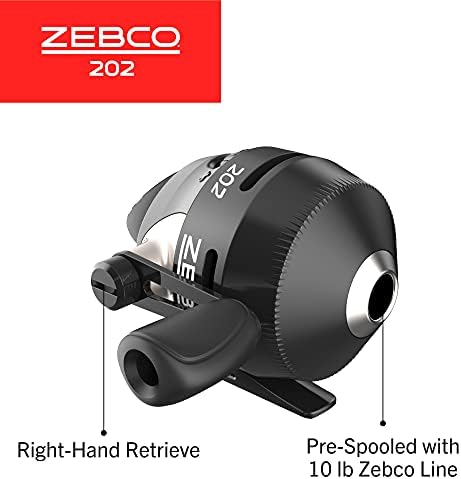Zebco 202 Spincast Fishing Reel, Right-Hand Retrieve, Durable All-Metal Gears, Stainless Steel Pick-up Pin, Pre-Spooled with 10-Pound Zebco Fishing Line,