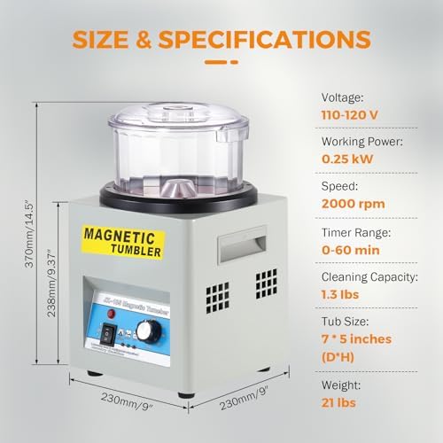 BEAMNOVA Magnetic Tumbler, Jewelry Polisher Machine, With Bucket, Lid