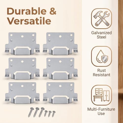116791 Mounting Plate Replacement for IKEA Bed Frame Brackets (6 Pack) | Heavy Duty Iron Headboard Bracket Hardware Kit Compatible with Malm Hemnes