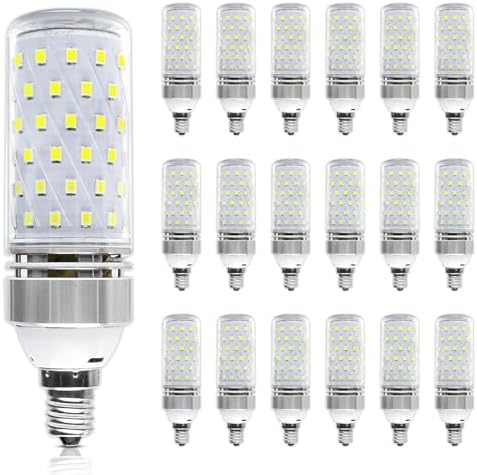 LEDLightsWorld Super Bright E12 LED Corn Bulbs, 16W 1500LM Bulbs, Daylight White 6000K Lights, CRI80+, 120W Incandescent Bulb Equivalent