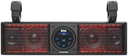BOSS Audio Systems BRT26RGB IPX5 Weatherproof Bluetooth ATV Sound Bar - 26 Inches Wide, 4 inch Speakers, Tweeters, Amplified, Multicolor Illumination