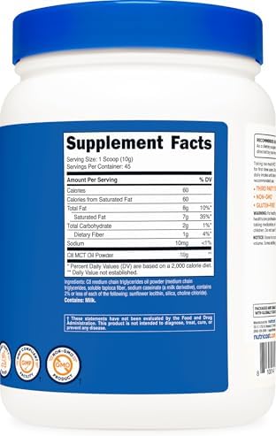 Nutricost C8 MCT Oil Powder 1LB (16.2oz) - 95% C8 MCT Oil Powder