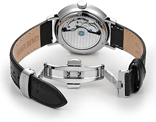 FEICE Bauhaus Mechanical Watch Men's Analog Waterproof Automatic Casual Dress Watches with Domed Mirror Leather Bands Date -FM202
