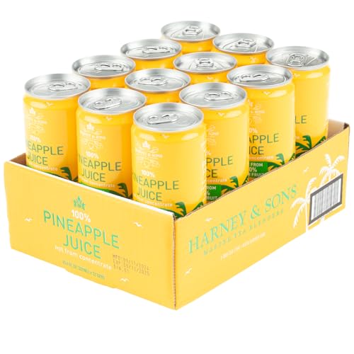Harney & Sons Pineapple Juice, 12 Cans, 10.8 fl oz | 100% pineapple juice not from concentrate. Twelve 10.8 fl oz cans. Caffeine free.
