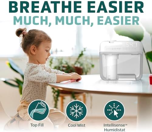 PureGuardian Ultrasonic Cool Mist Humidifier with Aromatherapy Tray, 70-Hour Run Time, 1-Gallon Tank Capacity, 320 Sq. Ft. Coverage for Small Rooms