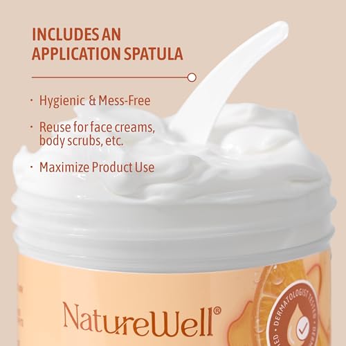 NATURE WELL Vitamin C Brightening Moisturizer Cream – Hydrating Face & Body Lotion with Coconut Oil, Helps Improve Uneven Skin Tone & Dark Spots, Anti-Aging Moisturizer for Smooth Radiant Skin, 16 Oz