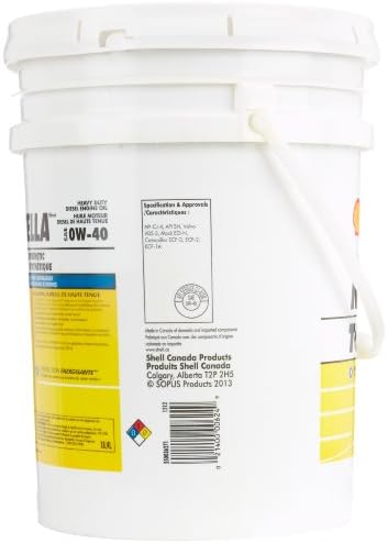 Shell ROTELLA 550036271 T6 Full Synthetic Heavy Duty 0W-40 Engine Diesel Oil - 5 Gallon Pail