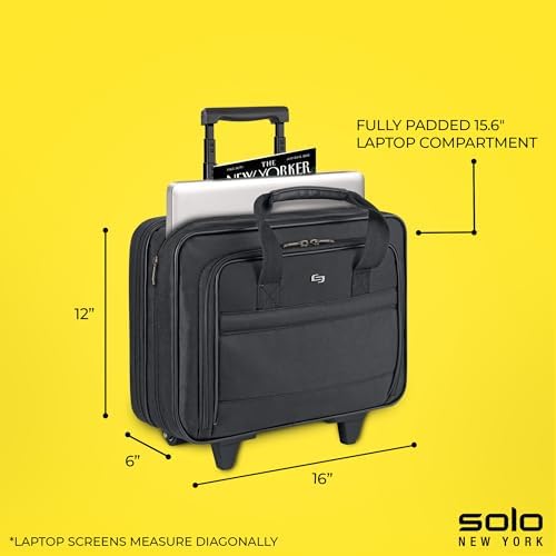 Solo New York Rolling Case with Wheels - Roller Laptop Bag, Wheeled Briefcase for Women & Men, Carry On Size for Travel