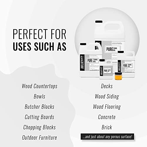 Real Milk Paint, Pure Tung Oil for Wood Finishing, Cutting Boards, Outdoor Furniture, Butcher Blocks, Wood Flooring, Food Grade, Waterproof, 16 oz