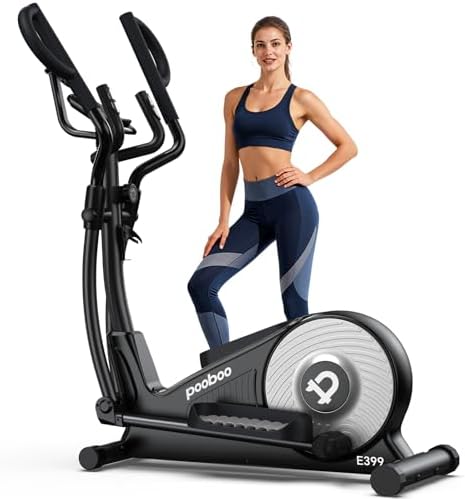 pooboo Elliptical Machine, Elliptical Exercise Machine with 16-Level Resistance&Quiet Magnetic Driving System, Elliptical Machine for Home with LCD Monitor&15.5-17IN Stride, 350LBS Weight Capacity