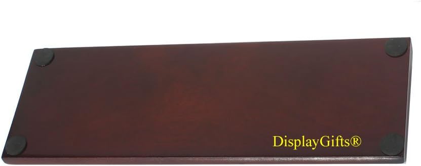 DisplayGifts Challenge Coin Display Stand 4 Row Wooden Holder Rack Case Holds 28 Coins Walnut Finish