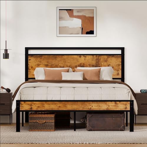 Z-hom Easy Assembly Queen Bed Frame & Headboard Footboard,Underbed Storage | Sturdy Metal Structure,Silent Anti-Slip Support,Under Bed Storage Space,No Box Spring Needed,Modern Bedroom Furniture
