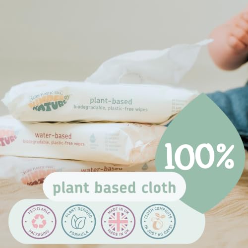 Kinder by Nature Plant Based Baby Wipes - 100% Biodegradable & Compostable, 672 Count (12 Packs of 56) - 99% Plant-Based Ingredients