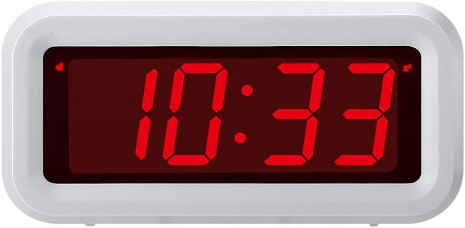 Digital Alarm Clock Battery Operated with LED Display for Bedrooms, Long Battery Life for 12 Months, 3 Brightness Adjustable, 12/24 Hour, Snooze, Black Case with Red Digits