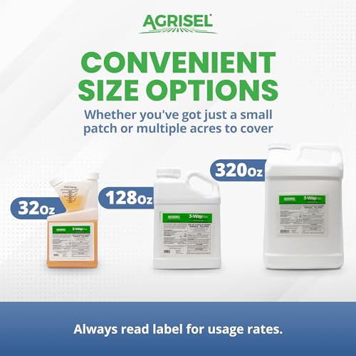 Agrisel 3 Way Max Weed Killer, Eliminate 50+ Weeds, Pet Safe, 128 Ounces | Safe on Grass, Weed Spray, Low Odor, Easy Mixing