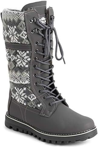 POLAR Womens Faux Fur Warm Thermal Waterproof Outdoor Walking Snow Winter Rubber Sole Calf Boots
