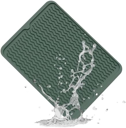 ZLR Silicone Dish Drying Mat for Kitchen Counter, Eco-Friendly Fast Dry Dish Mat, Easy Clean Multi Usage Drying Matt, Heat Resistant Trivet