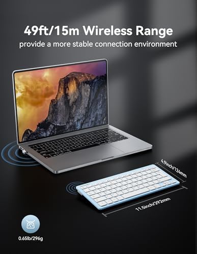 TECKNET 2.4G Wireless Keyboard - Mini Compact Keyboard with Media Hotkeys, 12-Month Battery Life, Compatible with PC, Desktop, Laptop, Smart TV - Black