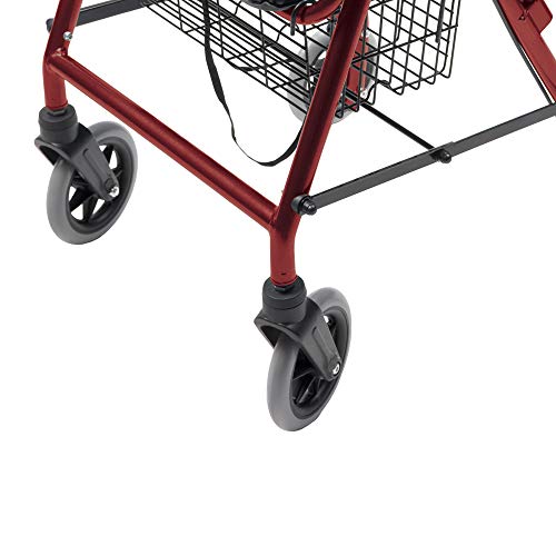 Lumex Walkabout Lite Hemi Rollator, Short & Lightweight Walker, Low 20" Seat, Burgundy