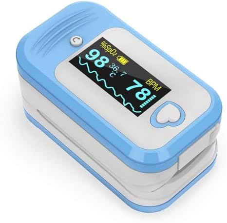 AM801 Pulse Oximeter, Finger Oxygen, Temperature, PR, Pi, PPG | Alarm for Abnormal Reading, High Precision for All Skin Tones
