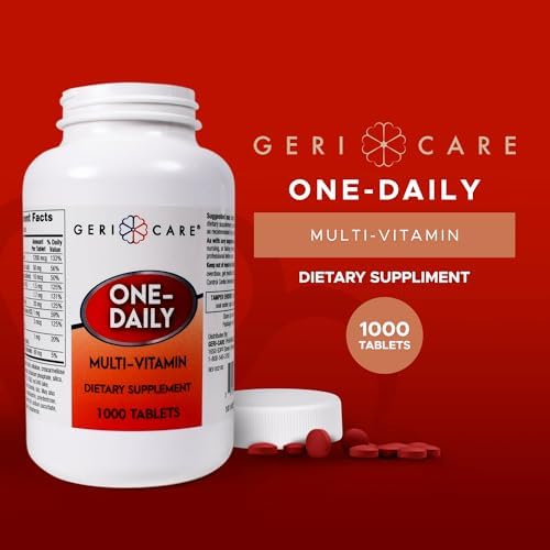 GeriCare One-Daily Multi-Vitamin Tablet, 100 Count Adult Multivitamin Supplement | Easy-to-Take Dietary Supplement with Vitamins A, C, D3, B, Calcium| Vitamin & Mineral Complex (2 Pack)
