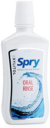 Spry Natural Xylitol Oral Rinse Mouthwash, Spearmint - 16 fl oz (Pack of 1) | Natural, Fluoride Free, Enamel Support, Low Alcohol, Gentle for Sensitive Mouth and Gum, Non-GMO, No Burn