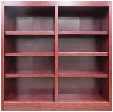 Traditional 48" Tall 8-Shelf Double Wide Wood Bookcase in Cherry