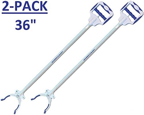 Grabber Buddy Reacher with Dual Powerful Magnets, Ergonomic Angle Adjustable Handle & Rubber Grip Tips Pick Up Tool 36" - 2 Pack