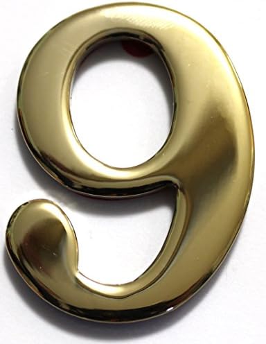 2" Solid Brass Mailbox Number #9 / Better Box Mailboxes Two Inch Tall Numbers with 3M Peel and Stick Auto Grade Adhesive - Clear Coat Sealed
