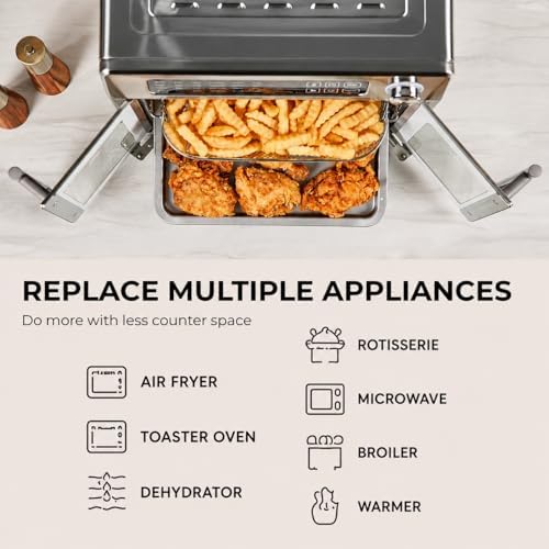 Emeril Lagasse 26QT French Door Multi-Function Air Fryer Toaster Oven | 26QT air fryer oven with French doors, 24 cooking functions