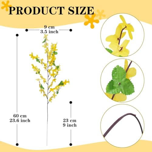 6Pcs Yellow Artificial Flowers 25.5in Long Stem Forsythia Branches