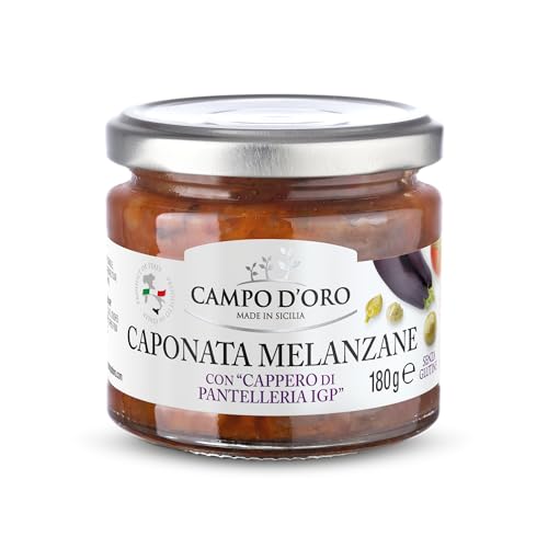 CAMPO D'ORO - Sicilian Eggplant Caponata, Glass Jar 6.3 oz (180g)