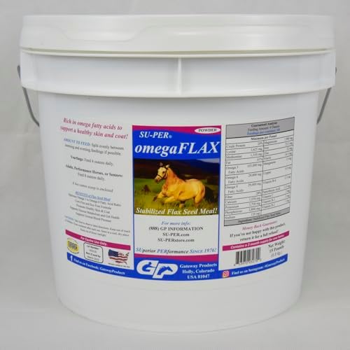 SU-PER OmegaFLAX Flax for Horses - Premium Stabilized Flax Seed Meal & Omega 3 Supplement - Supports Healthy Skin & Coat - 15 Pound