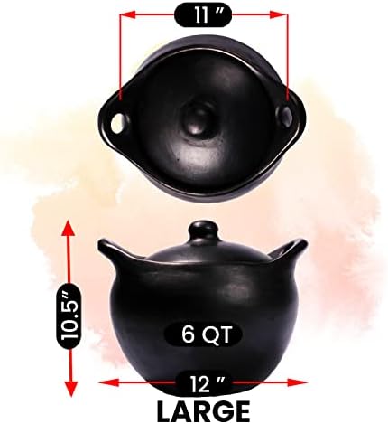 Ancient Cookware, Rounded Chamba Clay Soup Pot, Large, 6 Quarts