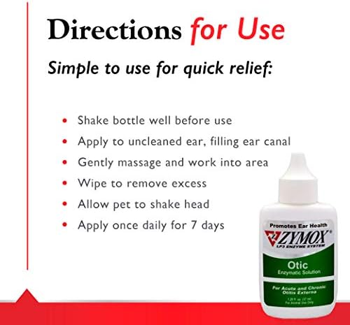 PKB Animal Health Zymox Otic Enzymatic Solution for Dogs and Cats to Soothe Ear Infections Without Hydrocortisone for Itch Relief, 1.25oz