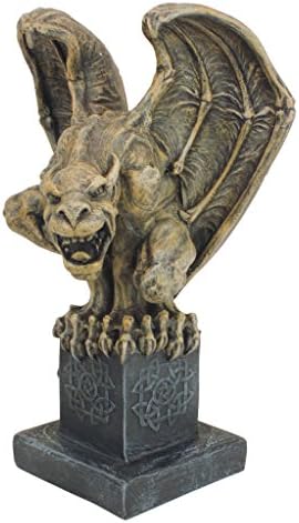Design Toscano Abbadon Gothic Gargoyle Indoor/Outdoor Garden Statue on Celtic Base, 12 Inches Tall, Cast Stone Resin, Two Tone Stone Finish