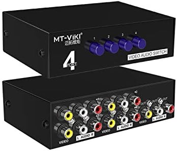 MT-ViKI 4 Way AV RCA Switch, 4 in 1 Out Composite Video L/R Audio Switcher Selector Box for DVD Player, SNES, N64, PS2/3 Game Consoles