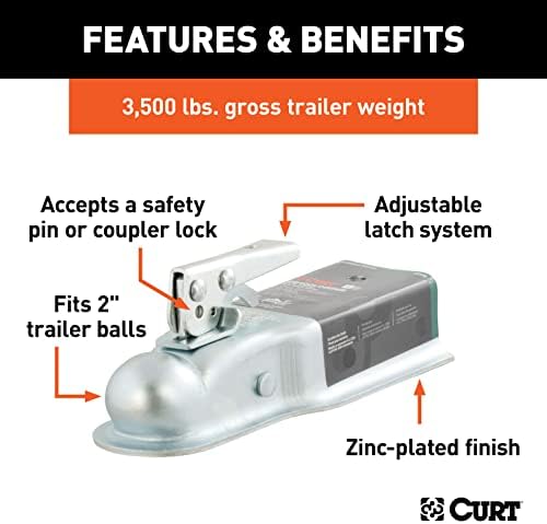 Curt Manufacturing K-5138 Class 2 3500 Gtw 2 in Ball 3 in Channel Zinc Plated