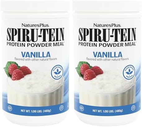NaturesPlus SPIRU-TEIN, Vanilla - 1.06 lbs - Spirulina Protein Powder - Vitamins & Minerals for Energy - Vegetarian, Gluten Free - 16 Servings