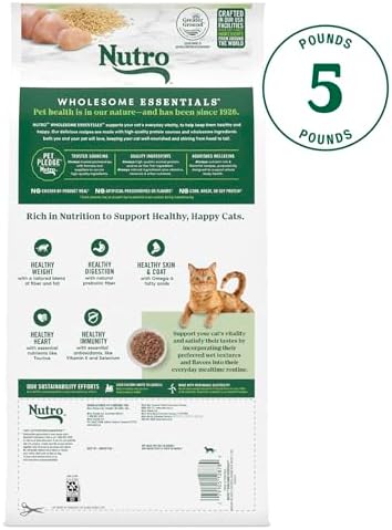 Nutro Wholesome Essentials Indoor Adult Dry Cat Food, Chicken & Rice, 14 lb | Real chicken #1 ingredient, natural prebiotic fiber for digestion, Vitamin E & Selenium antioxidants, supports whole body