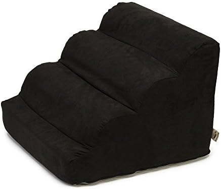 Snoozer Scalloped Dog Ramp, 14” Tall Foam Pet Stairs, 3 Steps, Red | Lightweight & portable foam dog stairs, Removable washable cover, Great for small, old, or injured pets up to 100lbs