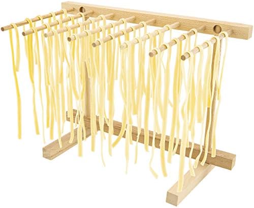 Southern Homewares Collapsible Wooden Pasta Drying Rack – Natural Beechwood Pasta Hanger for Fresh Pasta, Noodles