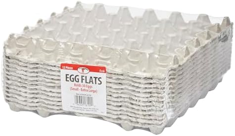 Little Giant® Egg Flat Carton - Reinforced Flat Egg Carton Trays Holds 30 Eggs for Storage and Transport - Pack of 12 - Made in USA