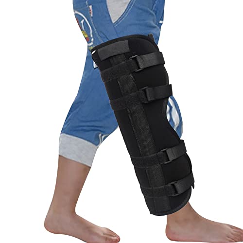 Kids Teens Knee Brace Splint Full Leg Calf Compression Support Sleeve Stabilizer Knee Immobilizer Brace Protector ACL MCL Meniscus Tear Arthritis Pain Relief Shin Knee Night Splint Guard Wraps