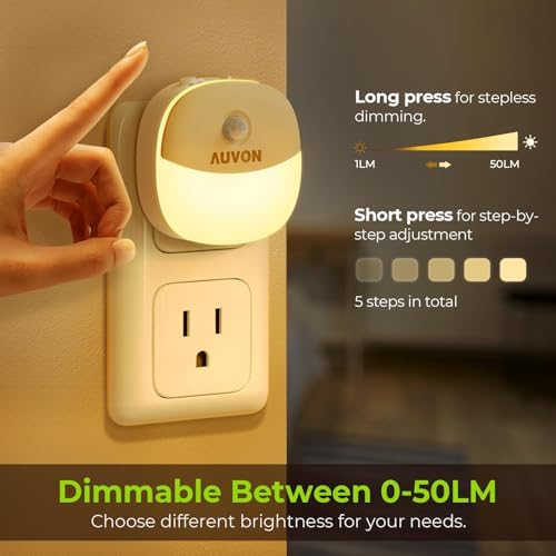AUVON Plug-in Night Light, Motion Sensor and Dusk to Dawn Sensor