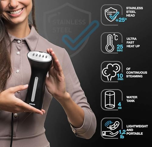 Polardo Travel Garment Steamer - Compact Portable Handheld Clothes Steamer with 360° Anti-Spill Technology