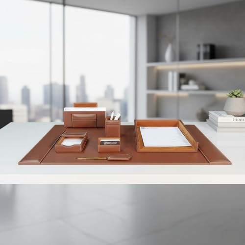 Dacasso Rustic Brown Leather Desk Set, 7-Piece (D3204)