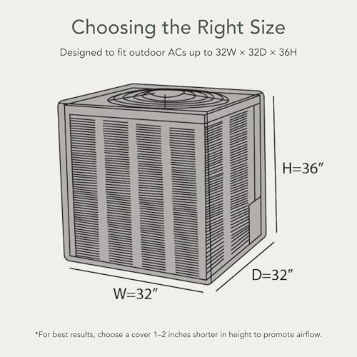 Covermates Classic Heavy-Duty Air Conditioner Cover - Durable All-Weather Protection for Outdoor Central AC Units - Water-Resistant 12-Gauge Vinyl Shell, 26W x 26D x 32H, Green