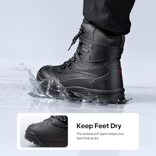 NORTIV 8 Men's Insulated Waterproof Winter Snow Boots | Sealed Build Keeps Feet Dry; Rubber Outsole Boosts Grip; Stable Fit Adds Support; Ideal for Hiking, Daily Wear BRIGADE